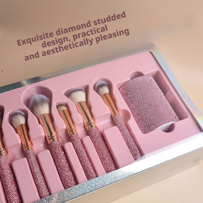 22-Piece Luxury Crystal Makeup Brush Gift Set with Premium Beauty Accessories