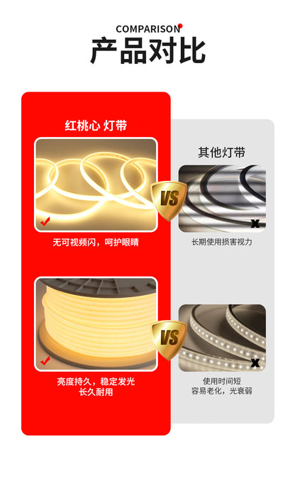 Cross-border Silicone220V High Pressure COB Light Strip110V Living Room led Light strip high voltage outdoor waterproof light strip ambient light