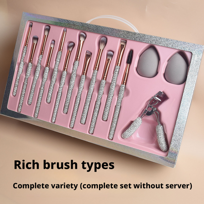22-Piece Luxury Crystal Makeup Brush Gift Set with Premium Beauty Accessories