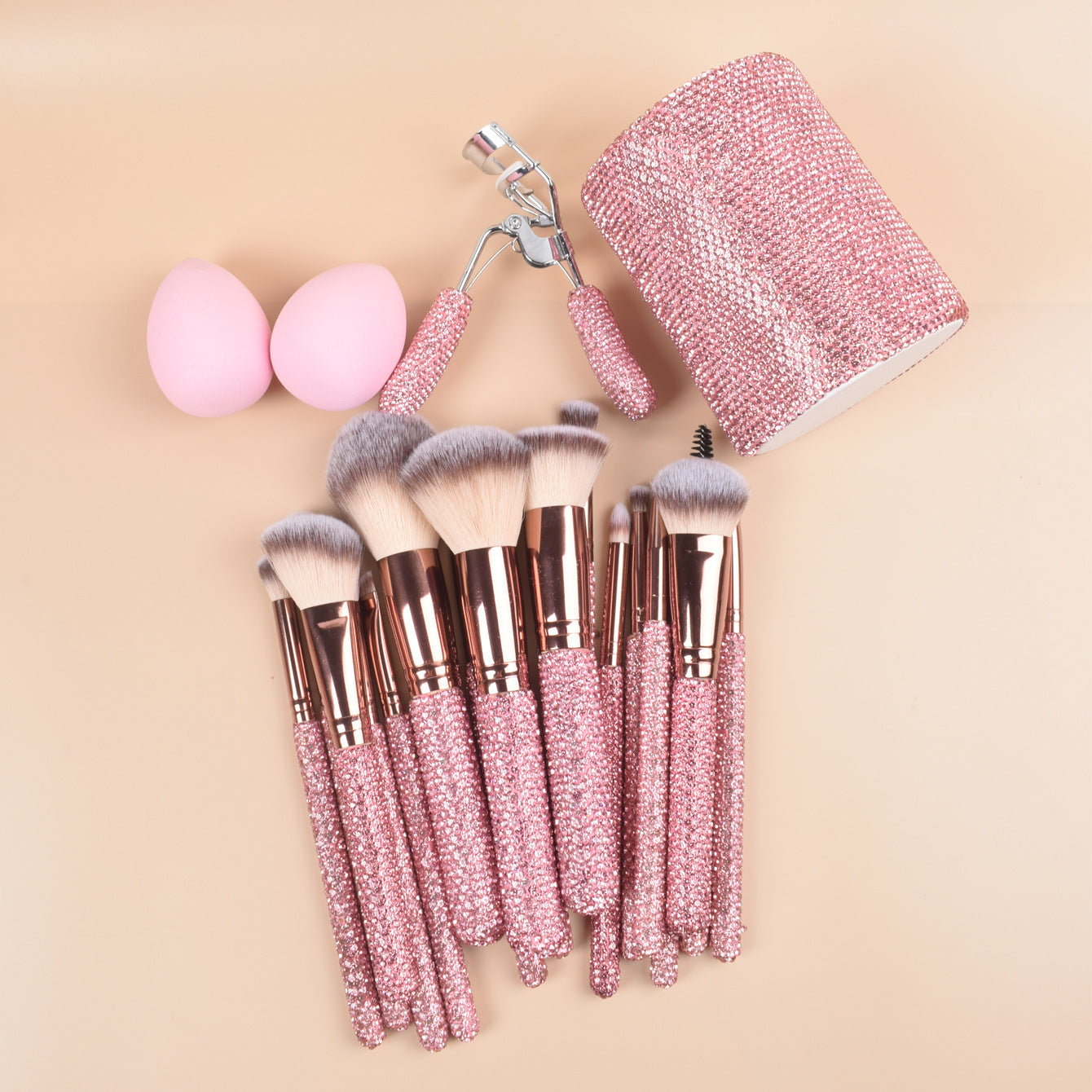 22-Piece Luxury Crystal Makeup Brush Gift Set with Premium Beauty Accessories