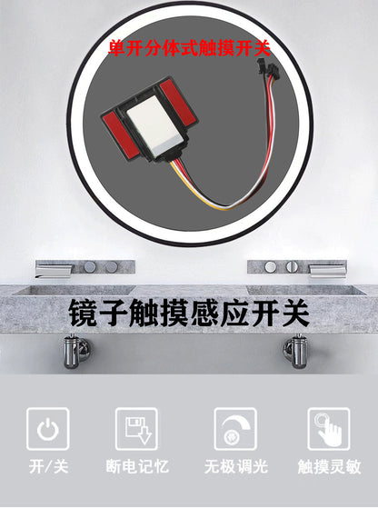 5A Single Button Dual Color Hand Sweep Sensor Switch Led Dimmable Anti-Fog Bathroom Mirror with Hand Sweep Smart Sensor Switch