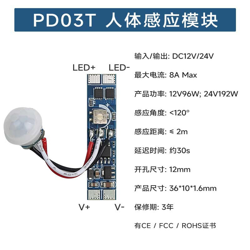 Rockwell Infrared Human Body Sensor Switch Cabinet Light Hand Sweep Sensor Door Control Touch Switch Sensing Module