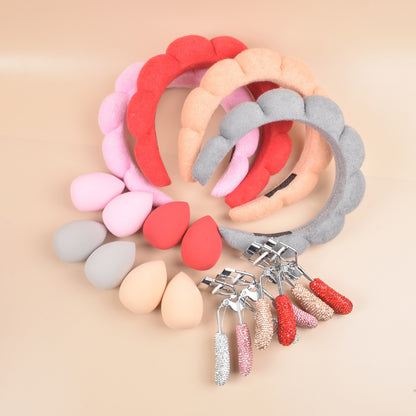 23-Piece Luxury Makeup Brush Gift Set with Crystal Brushes, Headband, Curler, Holder & Sponge