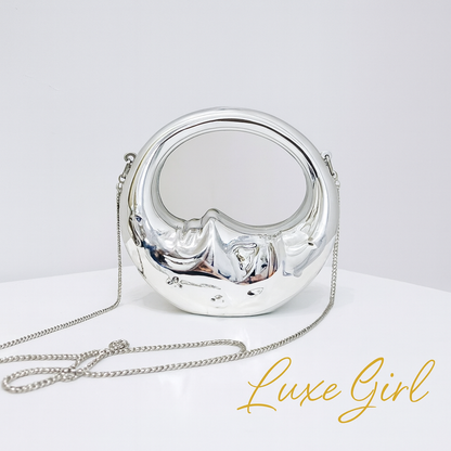 New High-end Acrylic Women's Moon Handbag Creative Design Chain Shoulder Crossbody Bag