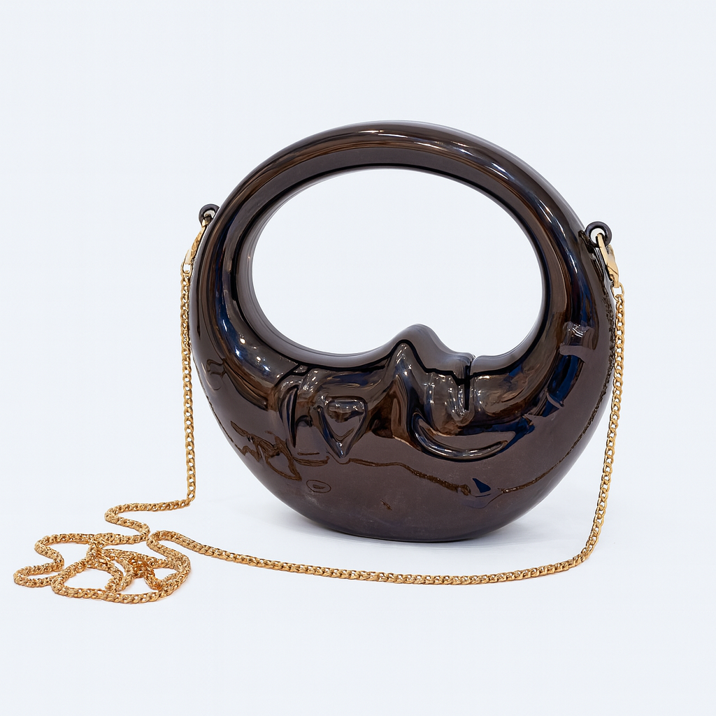 New High-end Acrylic Women's Moon Handbag Creative Design Chain Shoulder Crossbody Bag