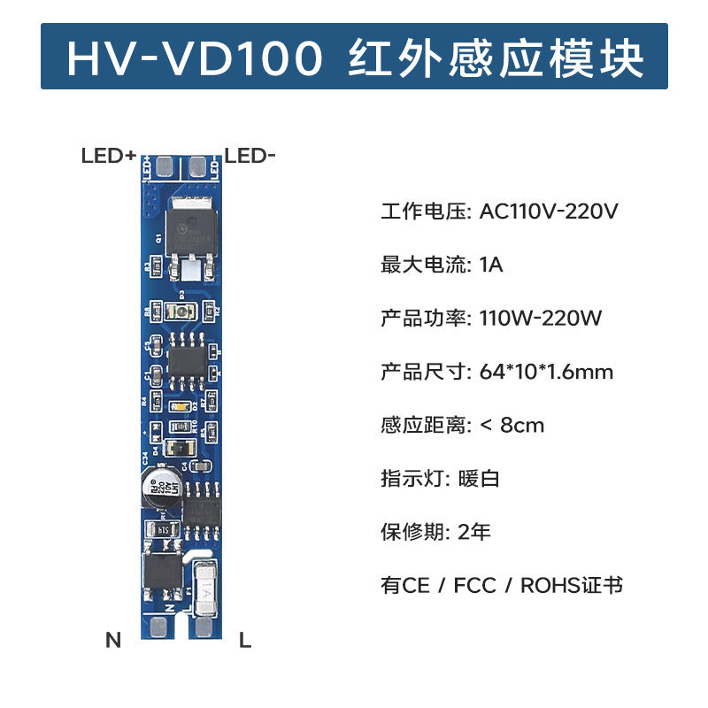 Rockwell Infrared Human Body Sensor Switch Cabinet Light Hand Sweep Sensor Door Control Touch Switch Sensing Module