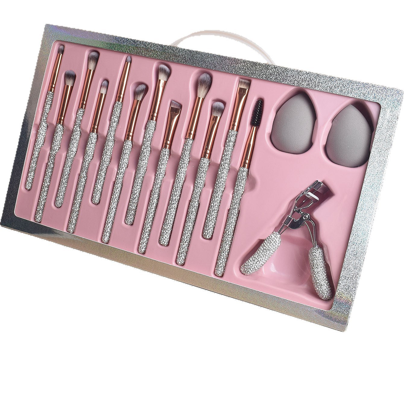 22-Piece Luxury Crystal Makeup Brush Gift Set with Premium Beauty Accessories