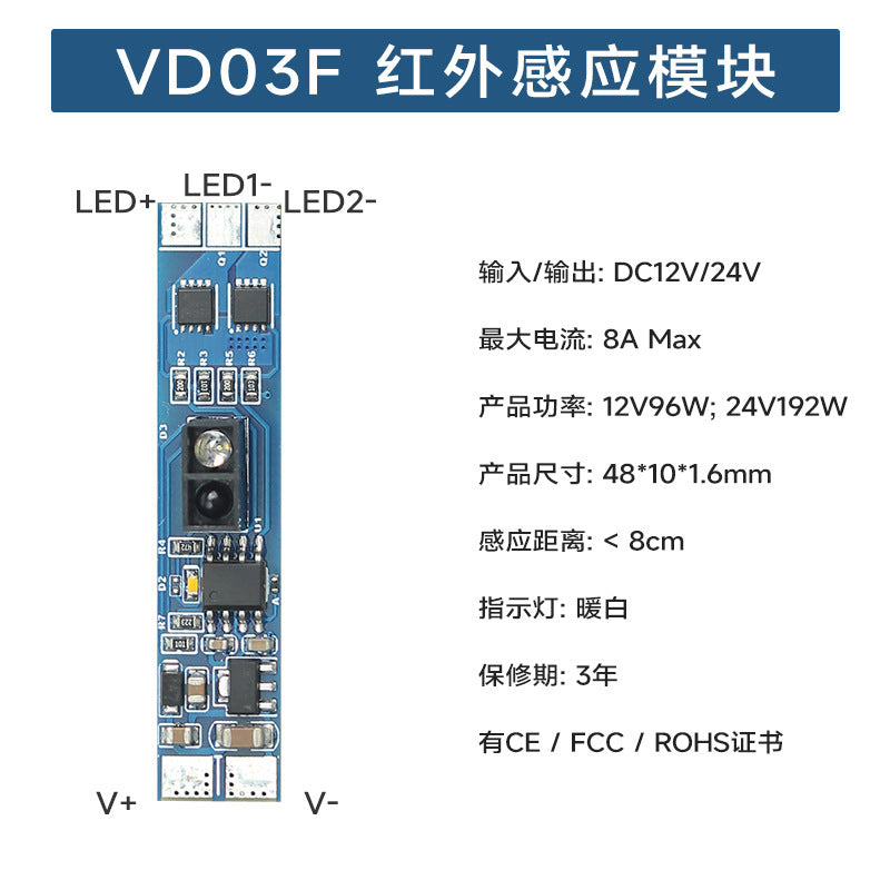 Rockwell Infrared Human Body Sensor Switch Cabinet Light Hand Sweep Sensor Door Control Touch Switch Sensing Module