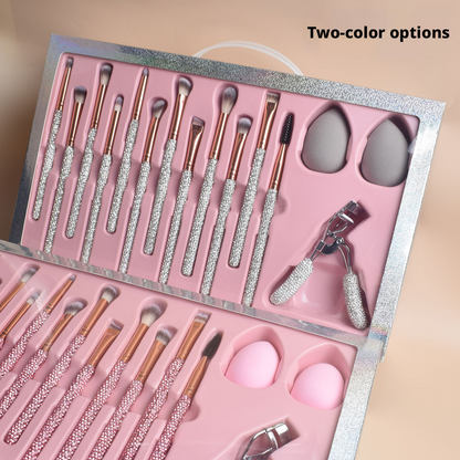 22-Piece Luxury Crystal Makeup Brush Gift Set with Premium Beauty Accessories