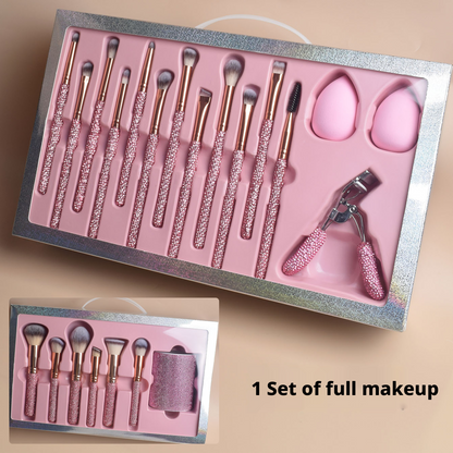 22-Piece Luxury Crystal Makeup Brush Gift Set with Premium Beauty Accessories