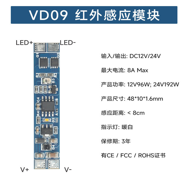 Rockwell Infrared Human Body Sensor Switch Cabinet Light Hand Sweep Sensor Door Control Touch Switch Sensing Module