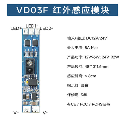 Rockwell Infrared Human Body Sensor Switch Cabinet Light Hand Sweep Sensor Door Control Touch Switch Sensing Module