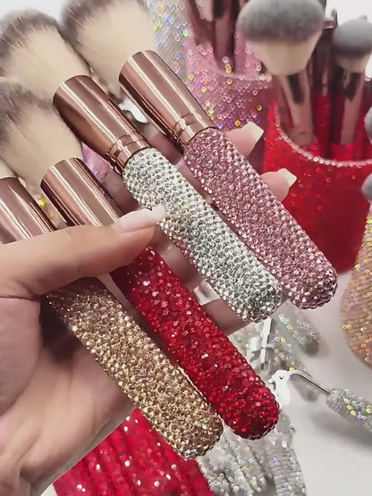 23-Piece Luxury Makeup Brush Gift Set with Crystal Brushes, Headband, Curler, Holder & Sponge