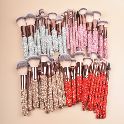 32-Piece Luxury Crystal Makeup Brush Gift Set with Headband, Hair Clips, Lash Comb & Storage Cup